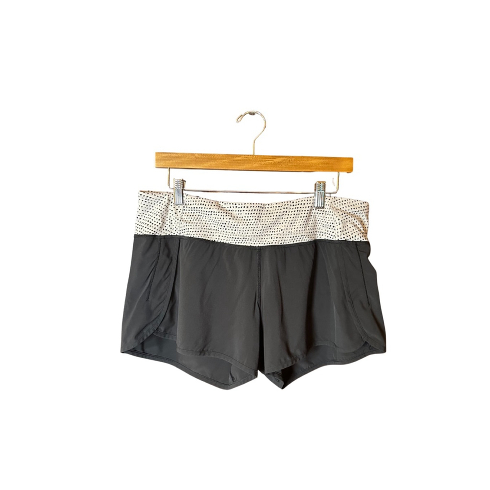 Lululemon Size 10 Run Times Athletic Short Black/ Speckled Dot Parfait Pink Blk